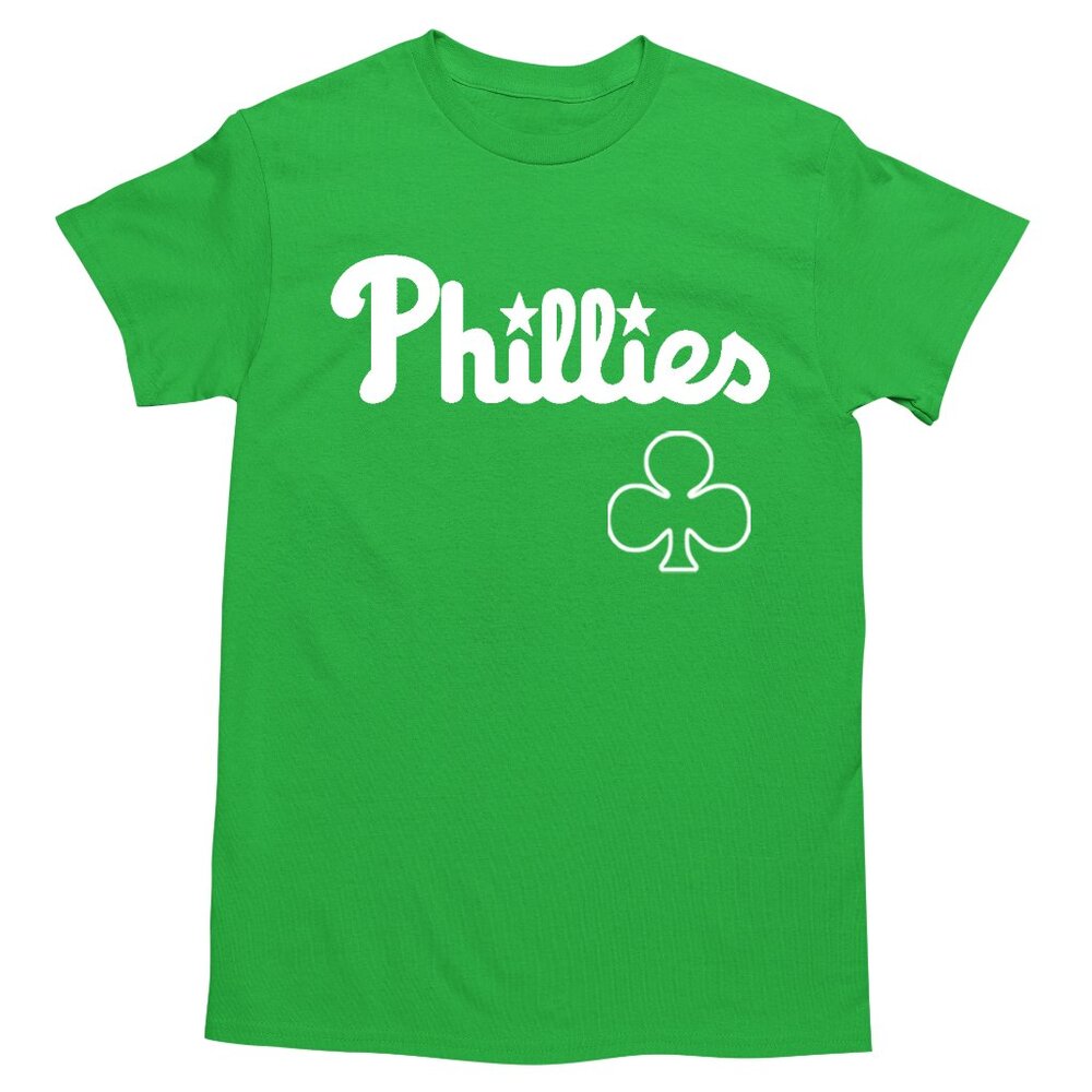 NEW Philadelphia Phillies Wordmark St Patricks T-Shirt IRISH GREEN - Picture 1 of 2
